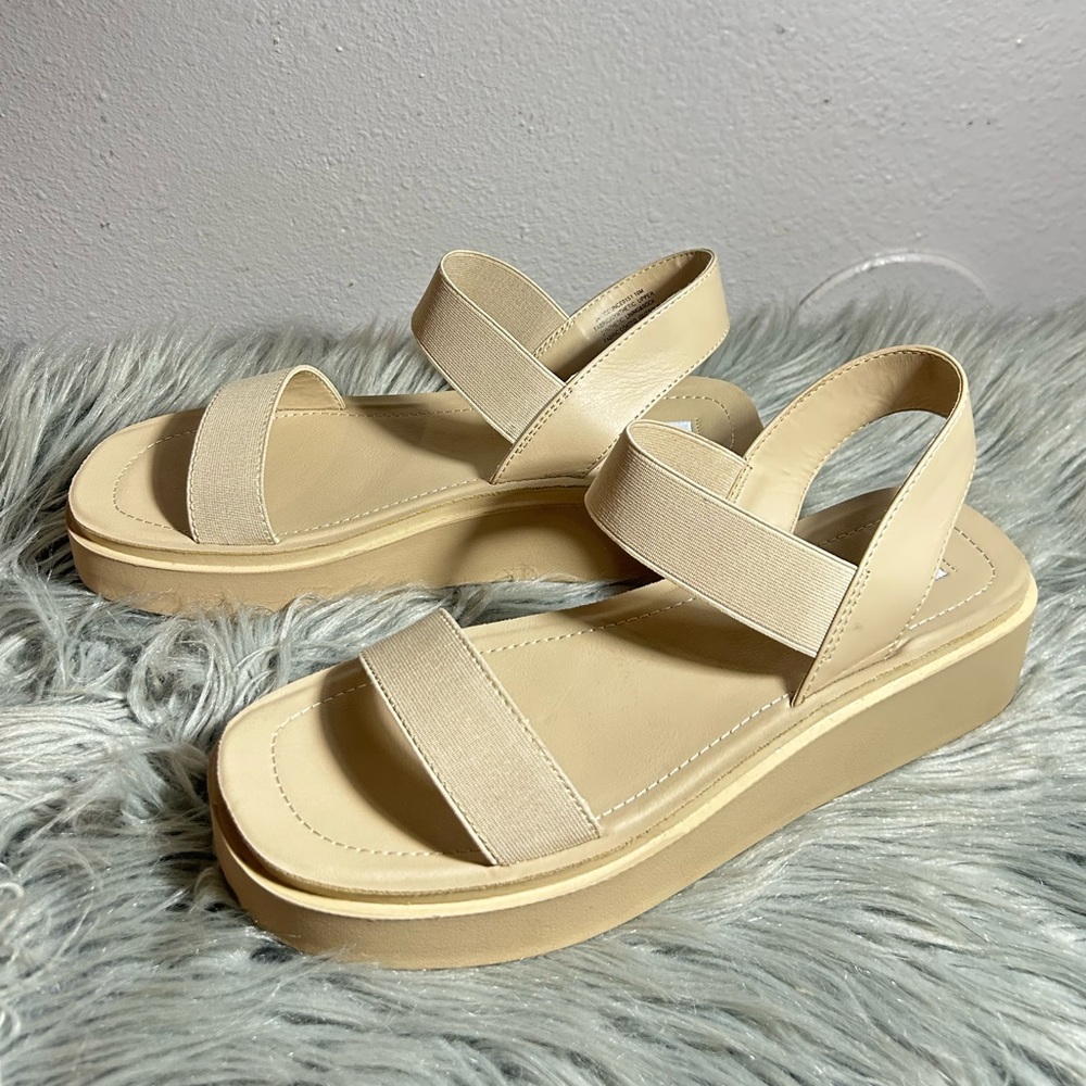 Steve Madden Janice Woven Nubuck Platform Sandals Beige Platform Sandals Sz 10M - Picture 7 of 10
